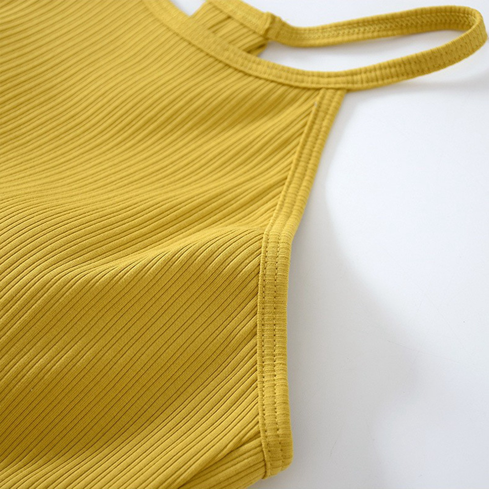 thumbnail image 4 of Camiseta sin mangas con hombreras de color liso para mujer - Sujetador de algodón con tirantes finos y cuello colgante, tallas S-XL, 4 of 8